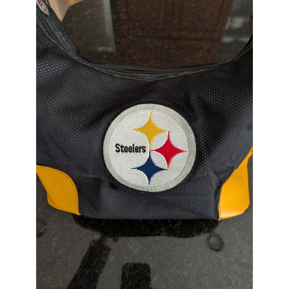 NFL Pittsburgh Steelers Hobo Bag Littleearth Black Yellow Mesh Shoulder Purse - Picture 2 of 16